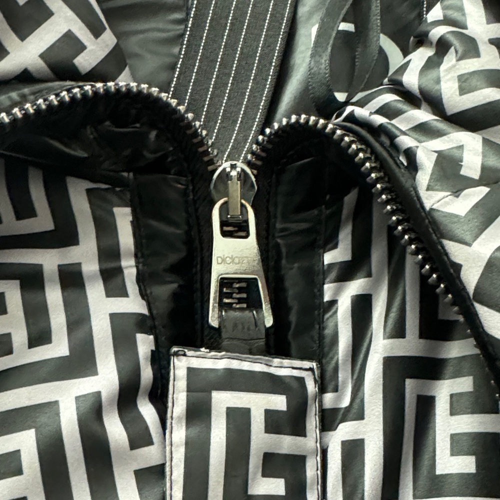 Monochrome Geometric Bomber Jacket - Black & White - Picture 2 of 10